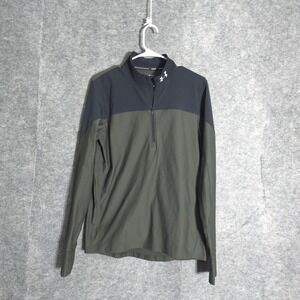 Under Armour Run 1/4 Zip Womens M Green Black HeatGear Pullover 1326595 Fitted